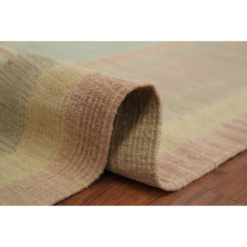 Hand Woven Oriental 100% Wool Carpet Southwestern Tribal Multi-Colored Kilim Area Rug - 11' 8'' X 8' 11''
