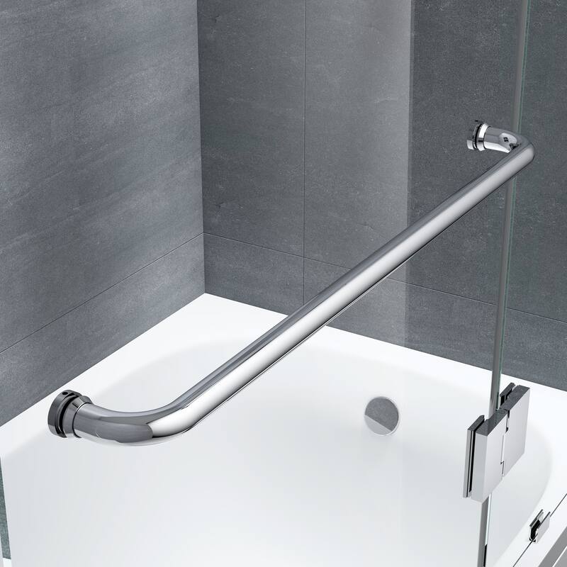 FELYL 48-inch Hinged Frameless Tub Door with Heat Soaking Process and Protective Coating Clear Glass