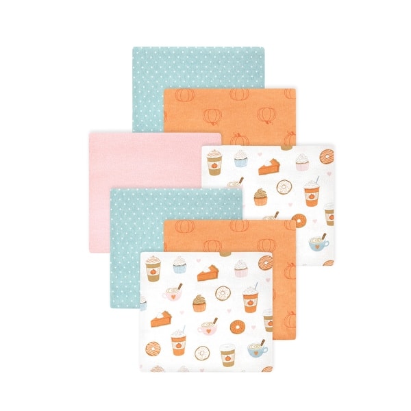 slide 1 of 1, Little Treasure Hudson Baby Girls Cotton Poly Flannel Receiving Blankets Multipack, Orange Pumpkin Spice, 30x30 inches 30x30 inches - Orange Pumpkin Spice