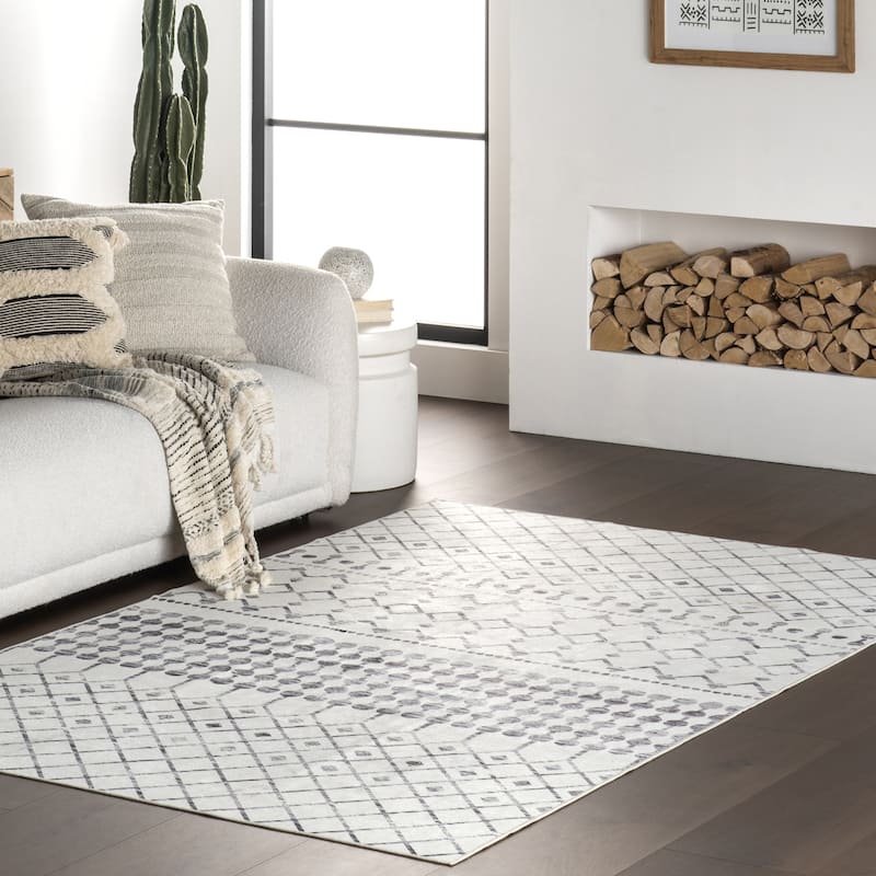 Nuloom Emi SplashGuard Machine Washable Area Rug - 2'6" x 8' Runner - Grey