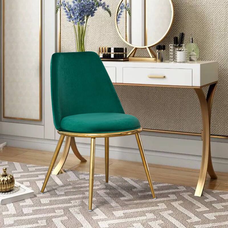 Velvet Upholstered Dining Chairs with Metal Legs, Set of 2/4 - 18.5" W x 21.46" D x 32.28" H