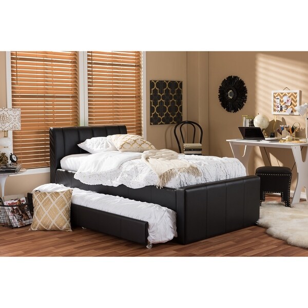 Black twin cheap bed with trundle