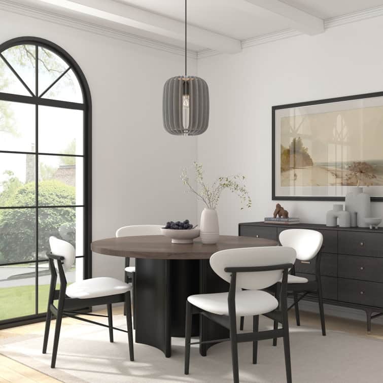 Acroma 1-Light Modern Pendant Light Fixture with Felt Shade - Matte Black