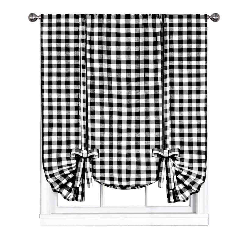 Achim Cotton Blend 63-inch Long Buffalo-check Window Tie-Up Shade