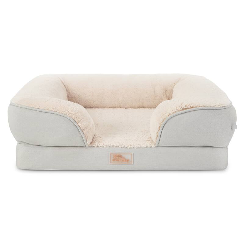 TOWN & COUNTRY EVERYDAY CuddleTown Comfy Solid Bolster Sofa Supportive Pet Bed - M: 27.95"x22.83"x8.26" - Grey