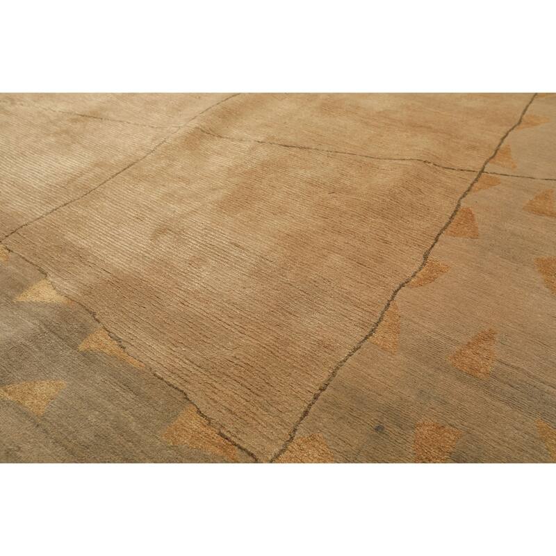6x8'11'' Tibetano Hand Knotted Wool Beige Modern & Contemporary Art Deco Rug - 6' x 8' 11''