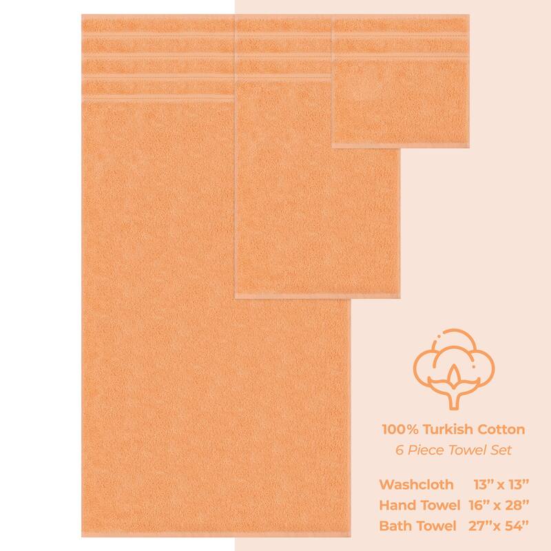 American Soft Linen 6 Piece Turkish Cotton Bath Towel Set