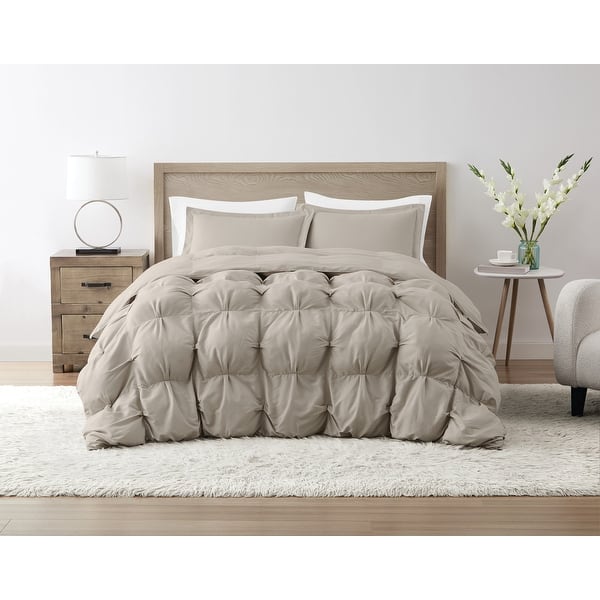 slide 2 of 22, Truly Soft Oversized Puffer 3 Piece Comforter Set Beige - Oversized King - 3 Piece