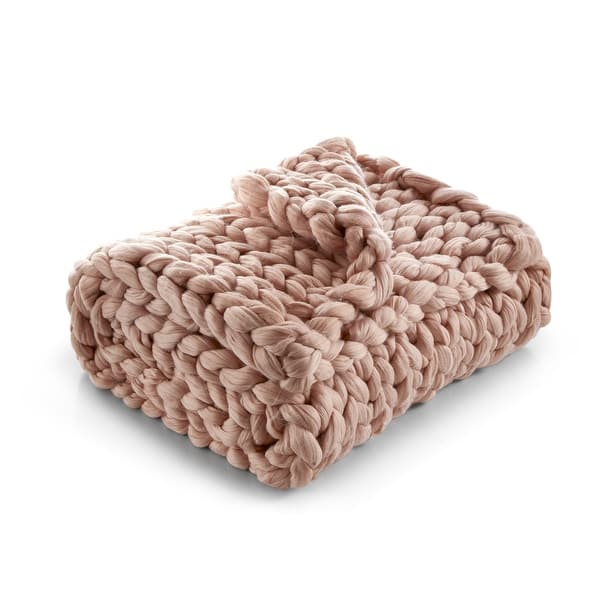 slide 13 of 26, Emalia Chunky Knit Throw 40"x60" - Blush