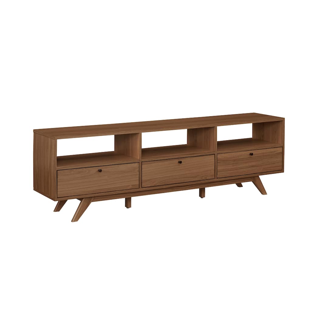 Stylish 3-Door Low Profile TV Stand for TVs Up to 80 Inches - Perfect for Scandi and Japandi Decor