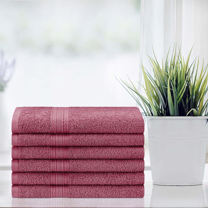 Eco-Friendly Sustainable Cotton Hand Towel by Superior (Set of 6) - Rosewood