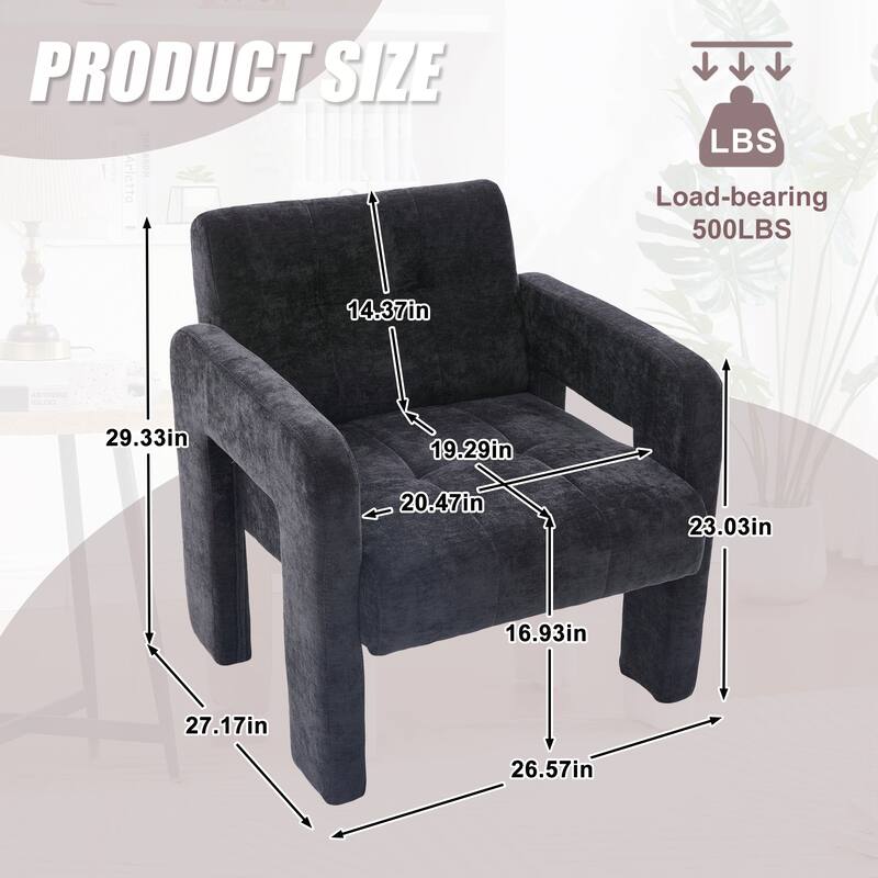 Modern Minimalist Casual Single Armchair Living Room, Bedroom, Office Area Upholstered Chair Comfortable Padded Armchair