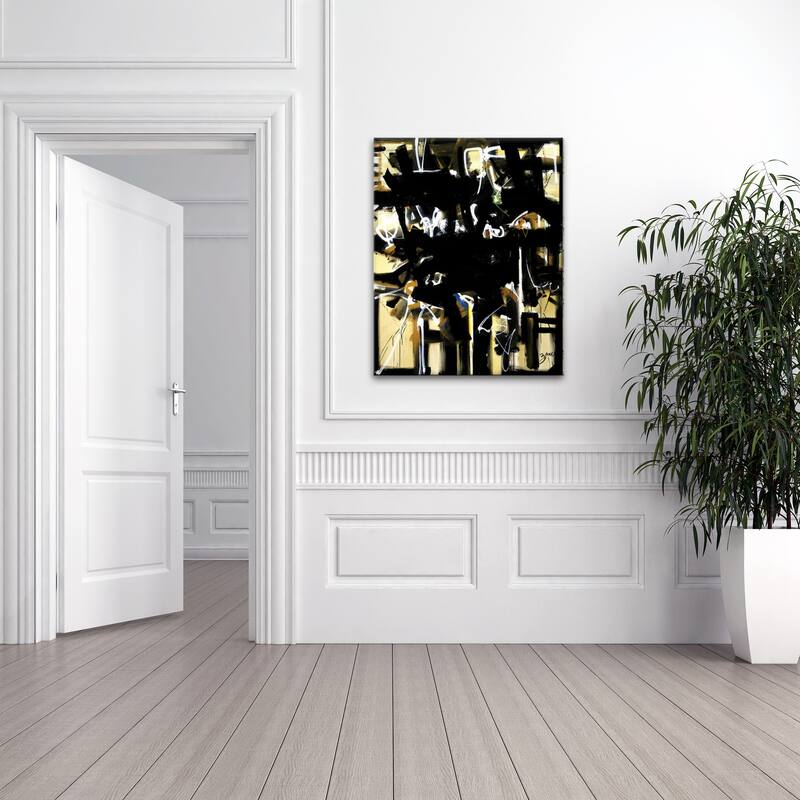 Uptown' Abstract Wrapped Canvas Wall Art by Salvatore Principe - Black