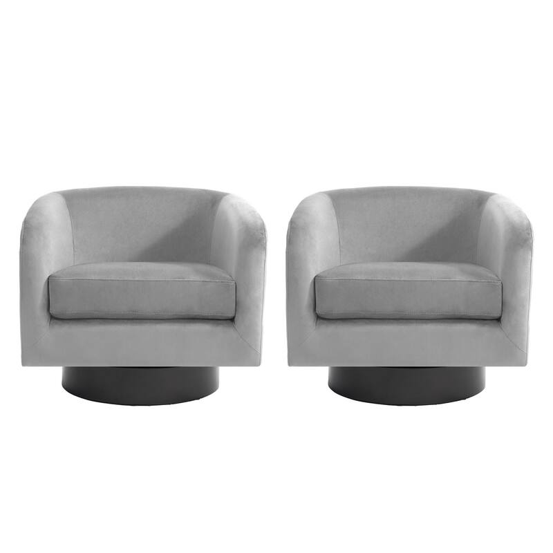 2 Set 360-Degree Swivel Round Barrel Chair Velvet Accent Chairs