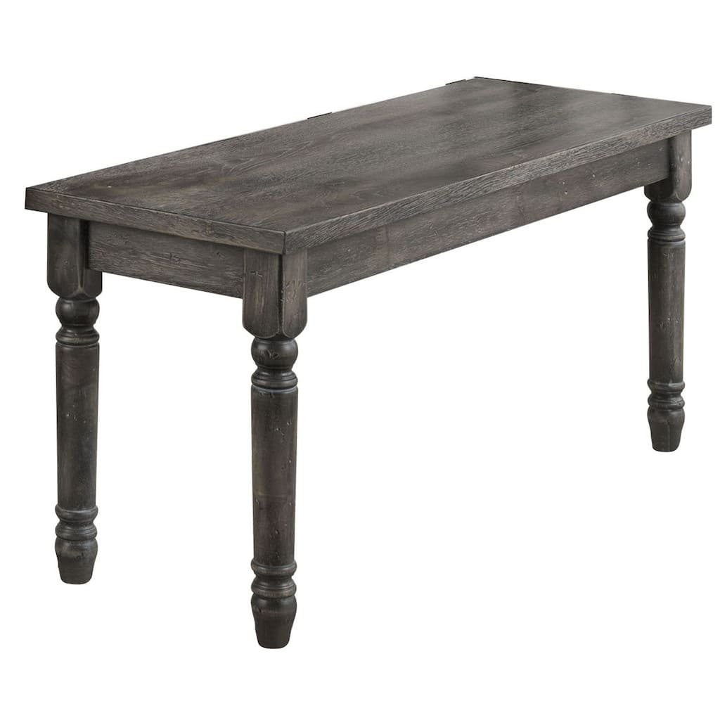 Weathered Grey Dining Bench with Turned Legs
