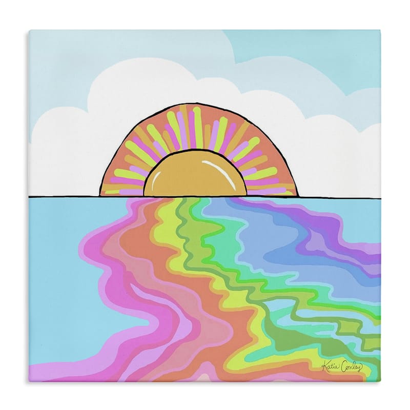 Stupell Swirling Rainbow on Sea Surface Canvas Wall Art Design By Katie Conley - 36 x 36