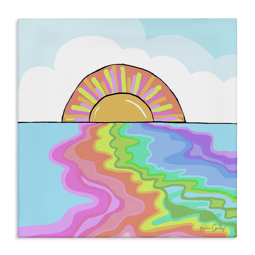 Stupell Swirling Rainbow on Sea Surface Canvas Wall Art Design By Katie Conley