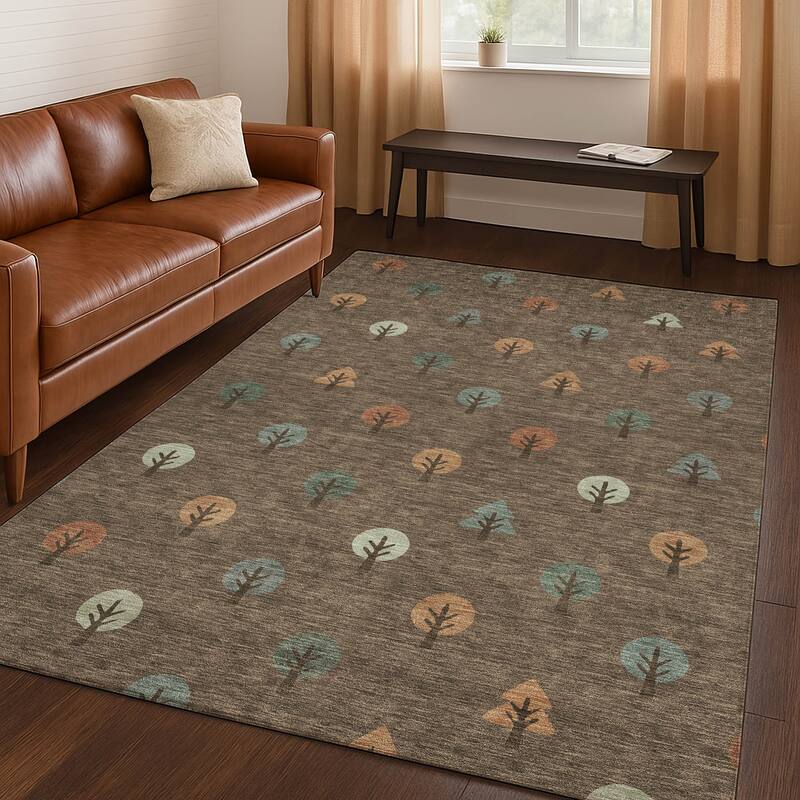 Machine Washable Indoor/ Outdoor Modern Mulvane Chantille Rug