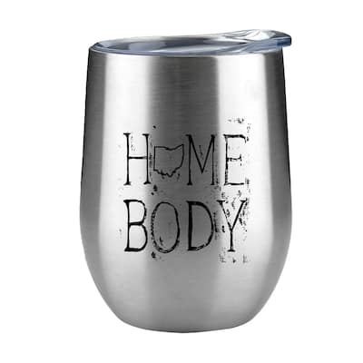 Ohio Homebody Engraved 12 oz. Stainless Steel Wine Tumbler with Lid