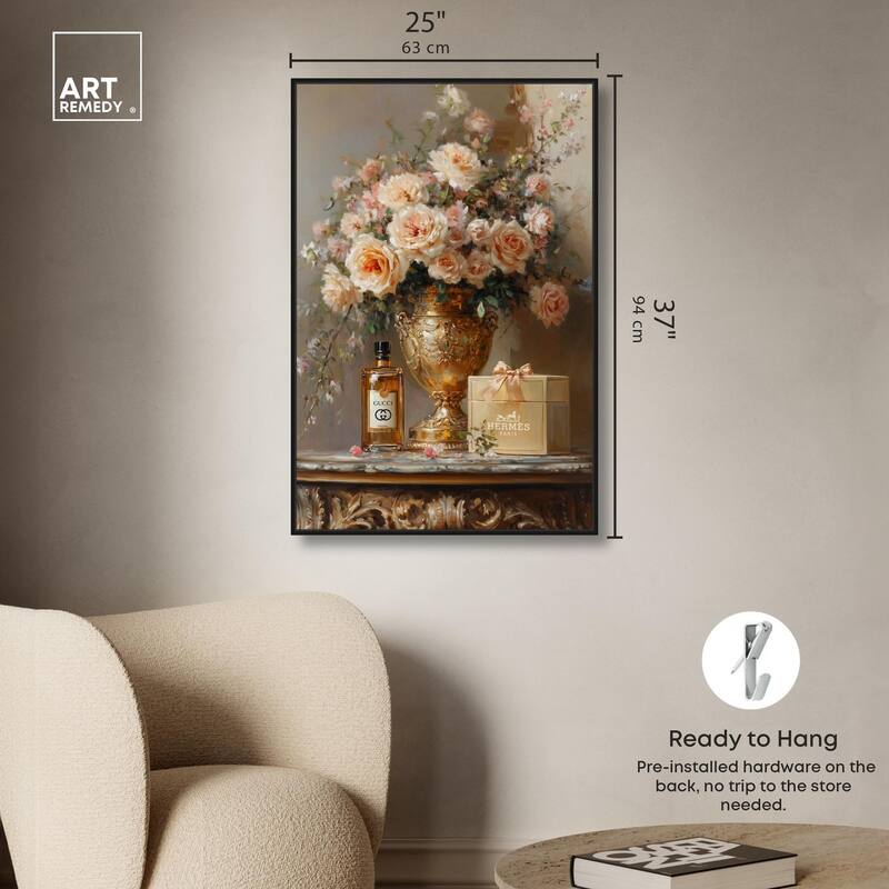 Classical Vase Tans and Floral Canvas by Art Remedy