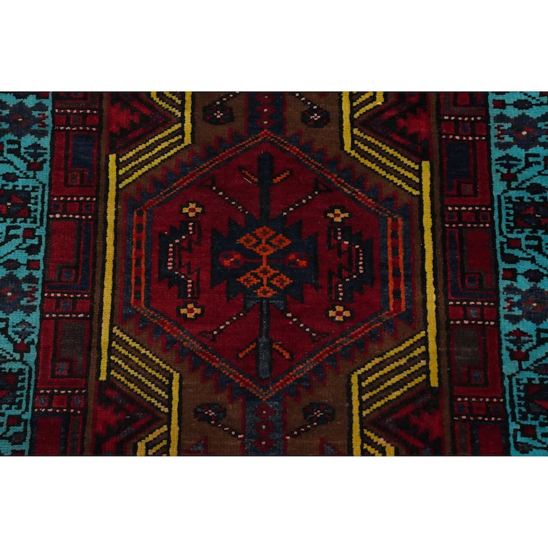 Hand Knotted Oriental 100% Wool Carpet Traditional Tribal Red Ardebil Runner Rug - 14' 3'' X 2' 11''