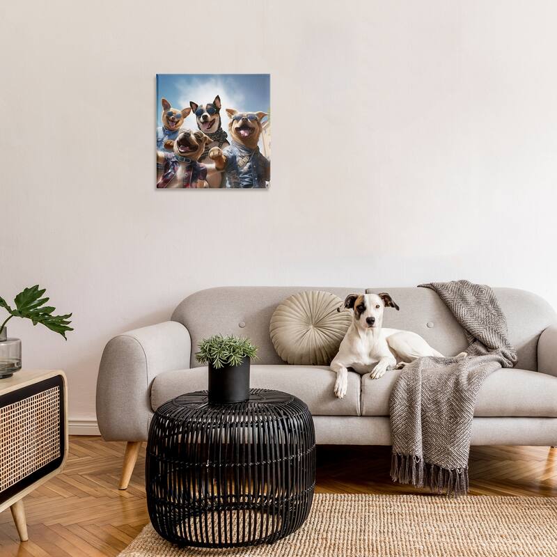 Stupell Trendy Dogs Selfie Canvas Wall Art Design By Jim Baldwin