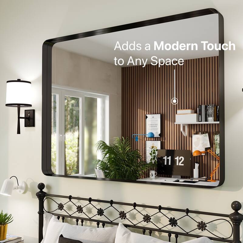 Eviva Harmony 36" x 48" Rectangular Black Metal Framed Mirror - N/A