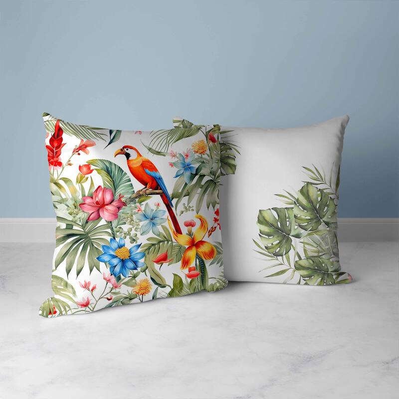 Leafy Lyricist Faux Suede Reversible Throw Pillow White and Red
