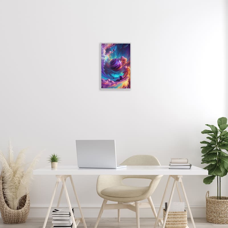 Stupell Surreal Planets with Chromatic Clouds Framed Giclee Art Design By Wumples