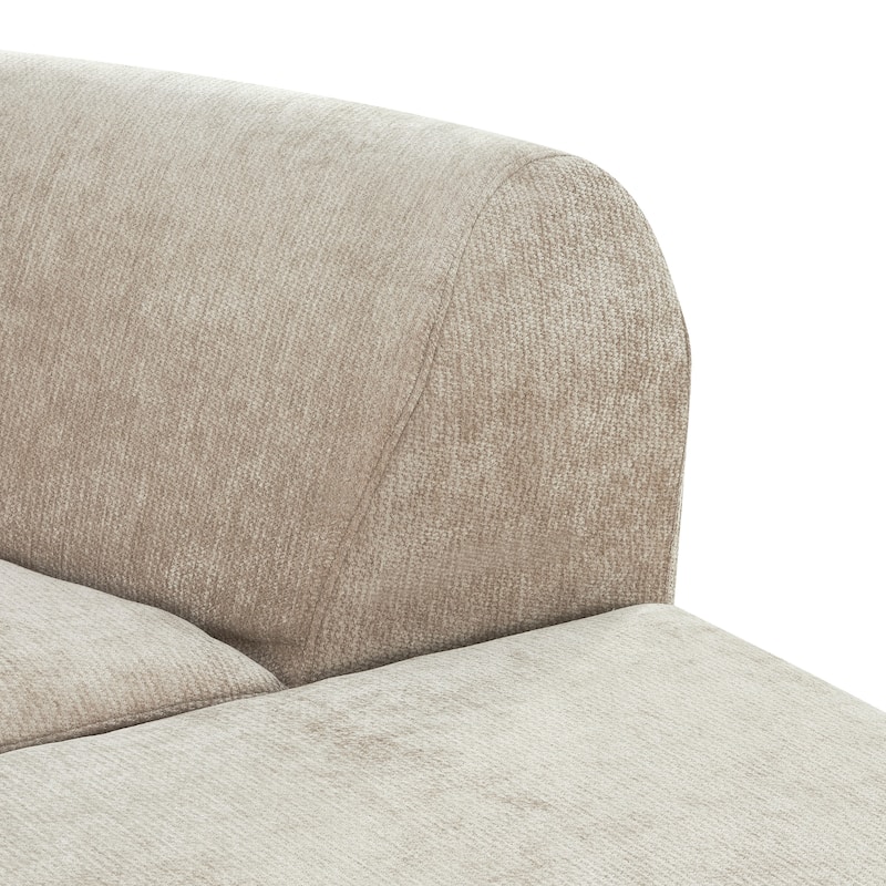 Christopher Knight Home - Modern Upholstered Curved Sectional Sofa with Deep Seat Ottoman