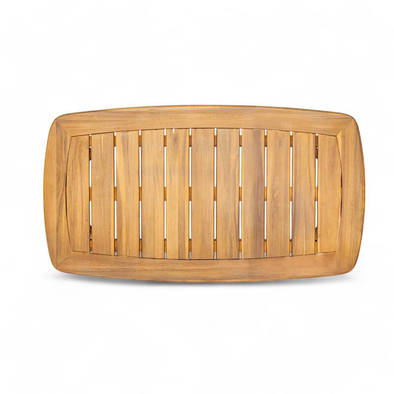 Christopher Knight Home - Camille 2-Piece Outdoor Acacia Wood Conversation Set with Woven Rope Backrest & Coffee Table