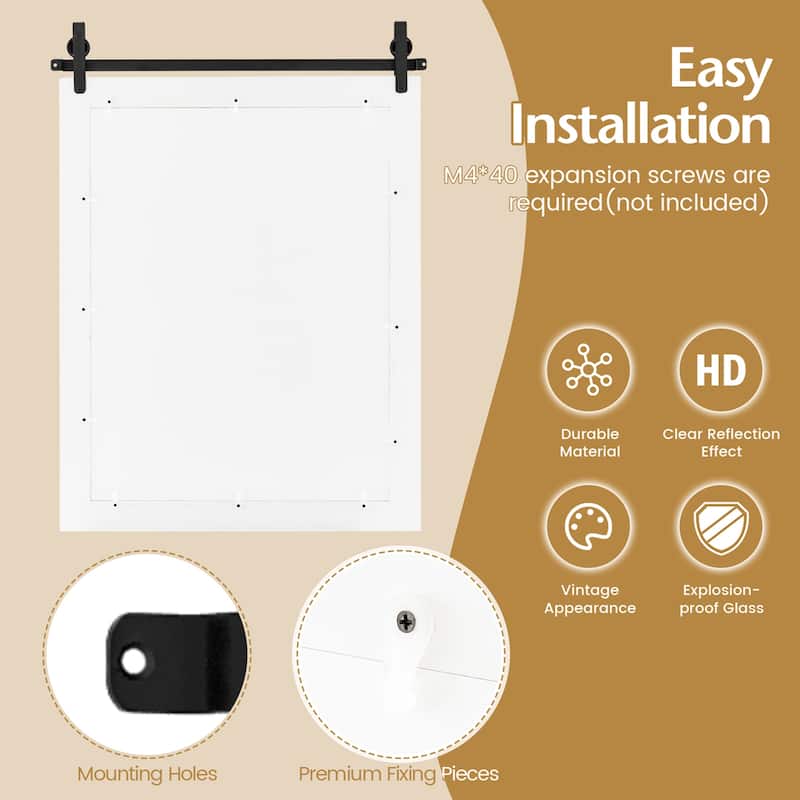 Costway 30''x22'' Wall Mount Mirror Decor Vanity Mirror Wood Frame - See Details