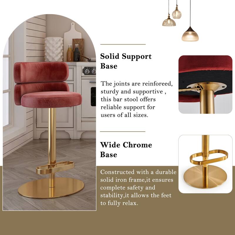CAROCC Bar Stools Adjustable Armless Swivel PU Leather Barstool