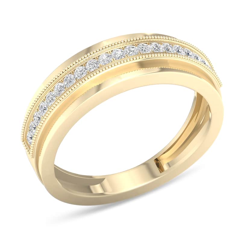 1/4ct TDW Diamond Accented Wedding Band in 10K Yellow Gold for Men