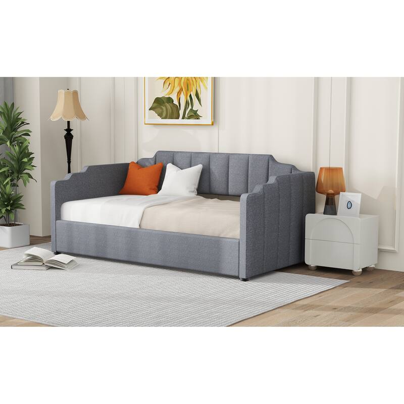 Upholstered Daybed with Underneath Storage, Twin/Full Size Lift Up Storage Daybed Frame Sofa Bed with Support Slats