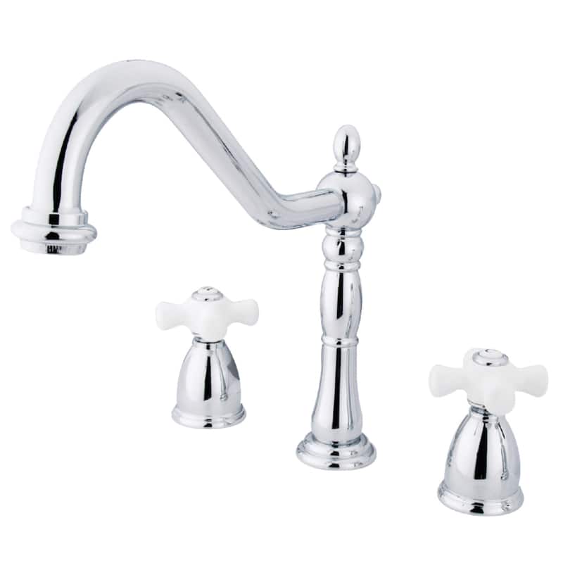 Kingston Brass Heritage Deck Mount Widespread Kitchen Faucet - Polished Chrome