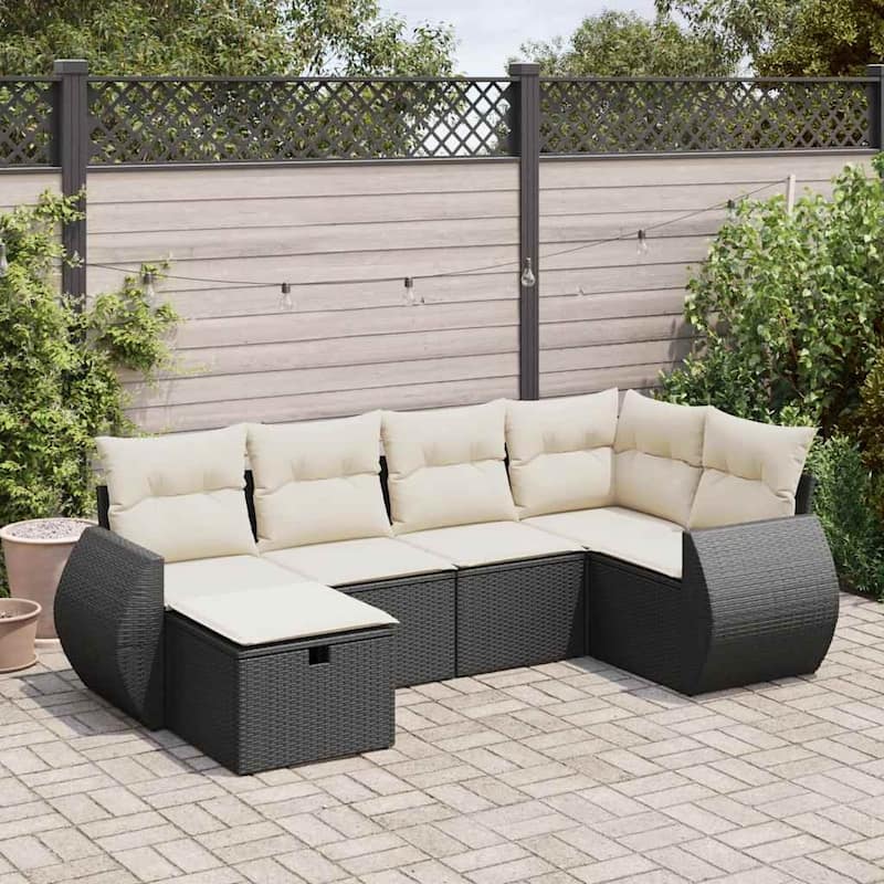 vidaXL Garden Sofa Set - Black and cream Large with storage - form1