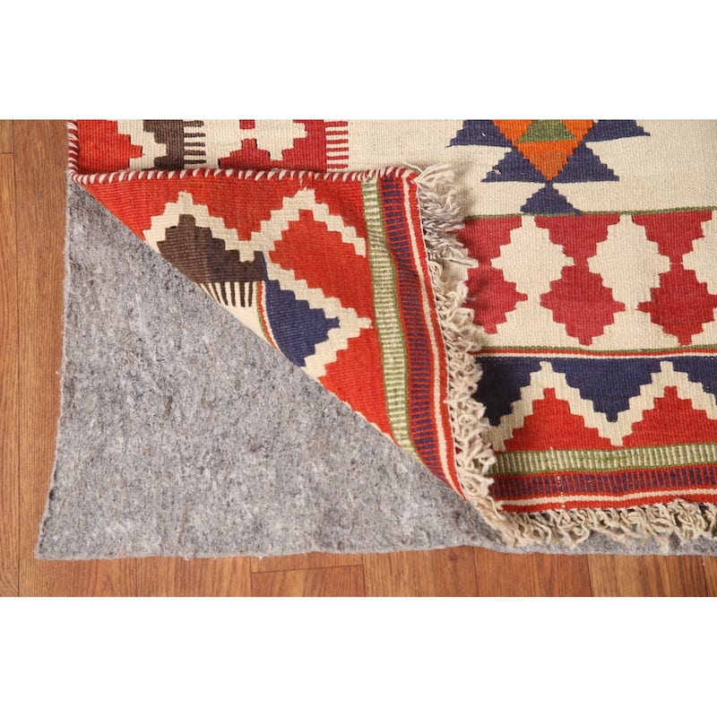 Vegetable Dye Kilim Qashqai Persian Vintage Flatweave Wool Carpet - 4'5" x 8'2"