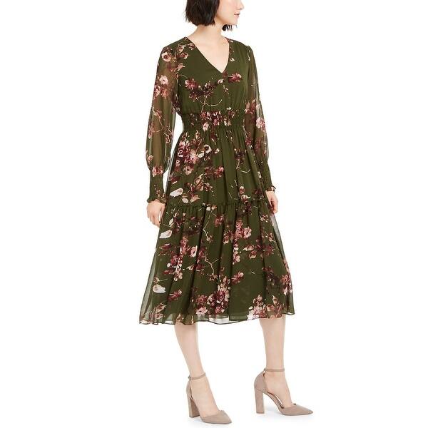 Taylor Women's Floral Print V Neck Dress Green Size 4 - Bed Bath & Beyond -  40576846