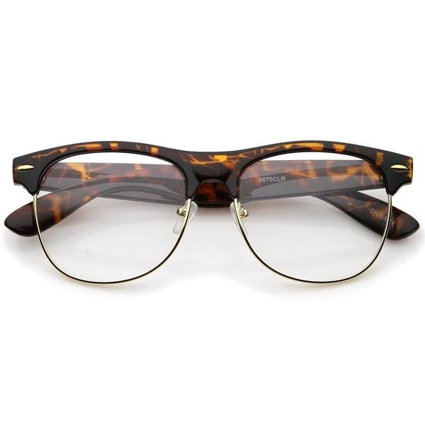 Shop Classic Horn Rimmed Clear Lens Half Frame Glasses 56mm