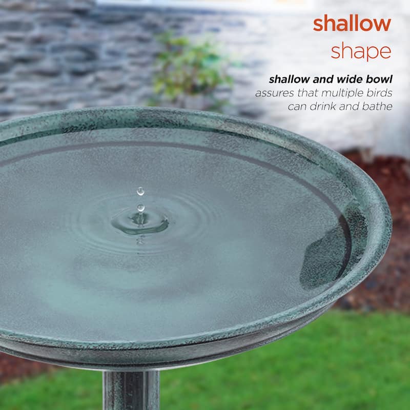 Alpine Corporation 25" Tall Outdoor Birdbath with Planter Yard Statue, Green