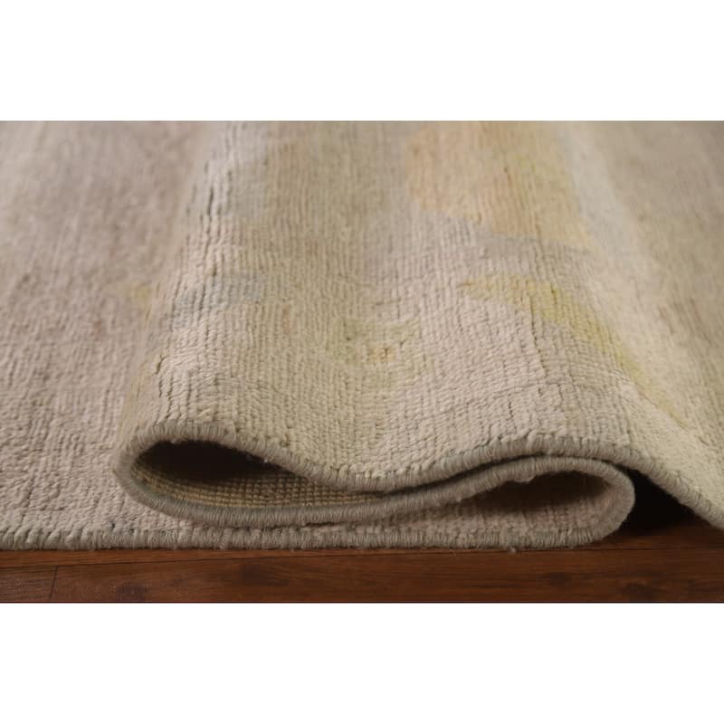 Geometric Oushak Turkish Area Rug Hand-knotted Wool Carpet - 8'10"x 11'9"