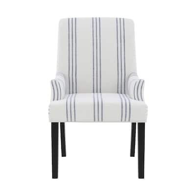 Upholstered Dining Arm Chair in Beige and Black