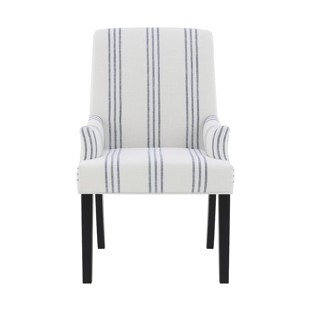 Upholstered Dining Arm Chair in Beige and Black