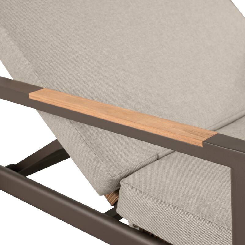 Arlo Teak & Wicker Aluminum Dual-Use Outdoor Chaise Lounge (Set of 2)