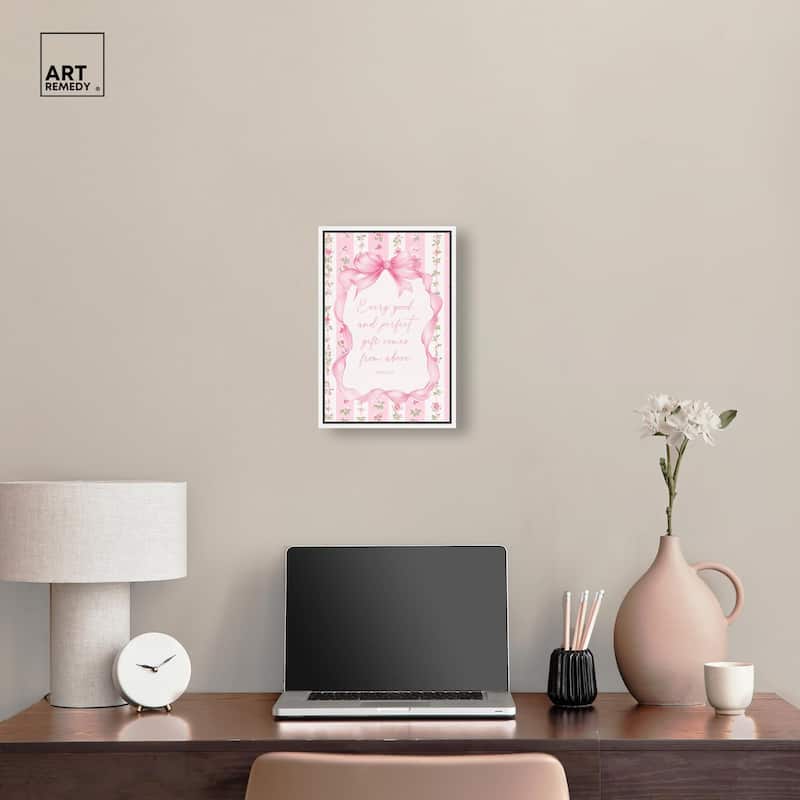 Good and Perfect Gift Bow Canvas by Art Remedy