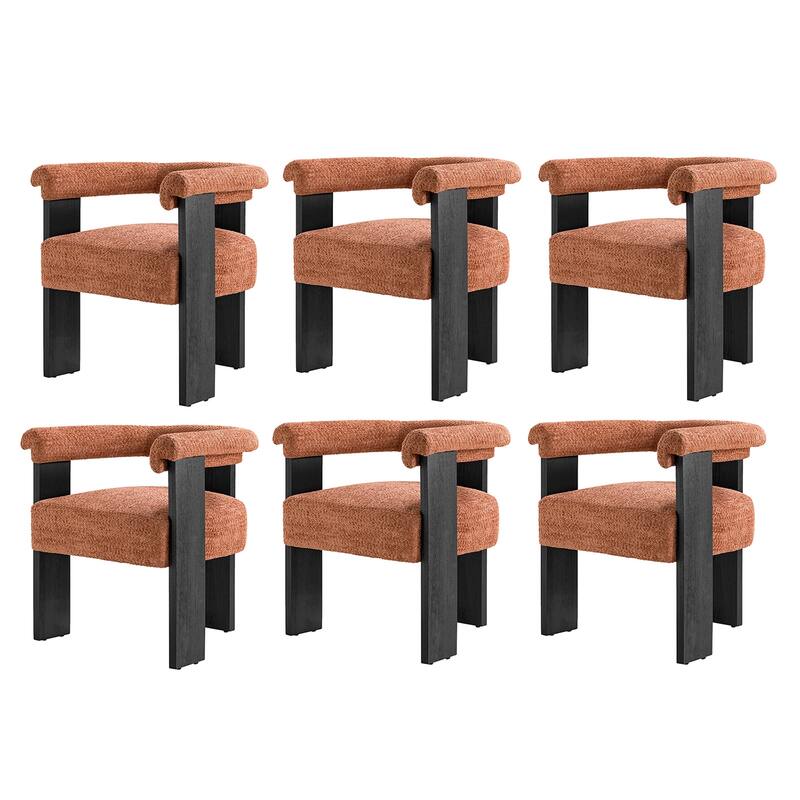 Georg Modern Boucle Dining Chair with Solid Wood Legs Set of 6 by HULALA HOME