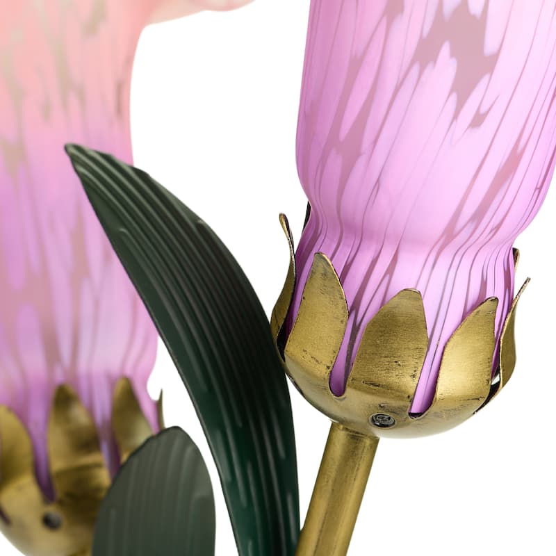 River of Goods Bronze Metal and Glass 3-Shade Calla Lily Table Lamp