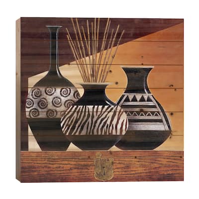 Patterns In Ebony I Print On Wood by Keith Mallett - Multi-Color