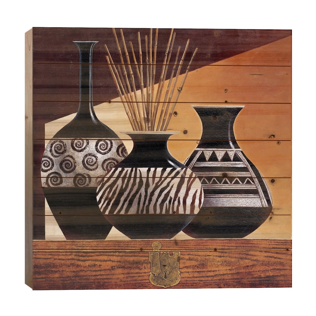 Patterns In Ebony I Print On Wood by Keith Mallett - Multi-Color